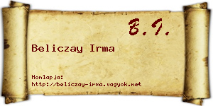 Beliczay Irma névjegykártya